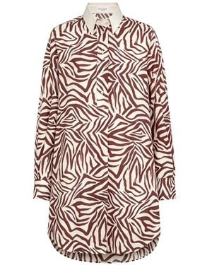 Brunello Cucinelli Zebra-Print Shirt Mini Dress - White