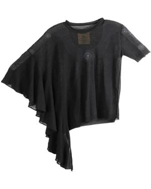 Uma Wang Asymmetric Ruffled T-Shirt - Black