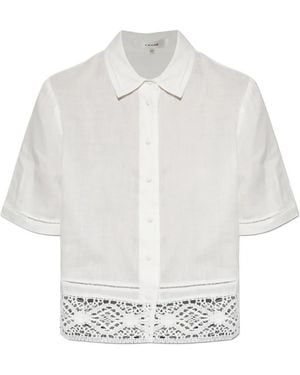 FRAME Heirloom Lace-Trim Short-Sleeve Shirt - White