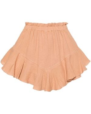 Pink Overlapping-Panel Cotton Minishorts - Natural