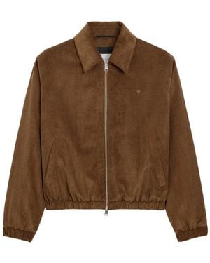 Ami Paris Ribfluwelen Katoenen Gewatteerd Jack Met Ami De Coeur - Bruin
