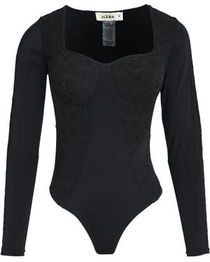 Amir Slama Panelled Lace Bodysuit - Black