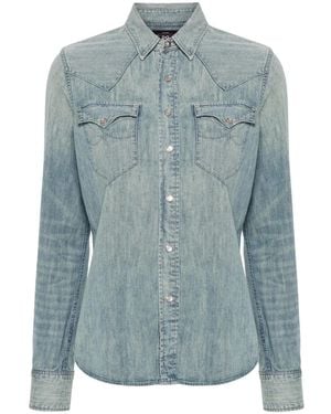 RRL Western-Style Denim Shirt - Blue