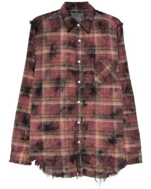 R13 Chemise Effilochée À Carreaux - Brown