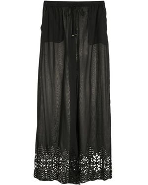 Amir Slama Broderie-Anglaise Palazzo Pants - Black