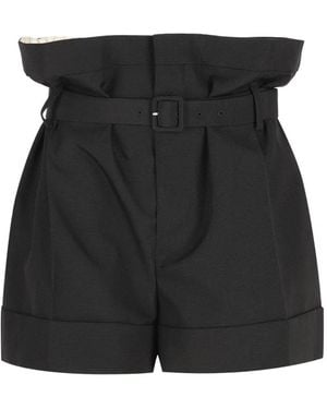 Saint Laurent Paperbag Belted Shorts - Black