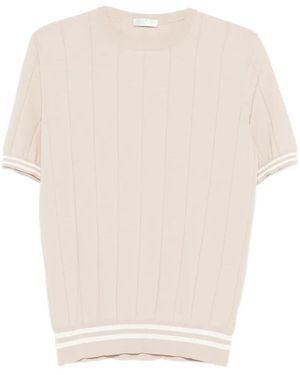 Panicale Camiseta de canalé a rayas - Blanco