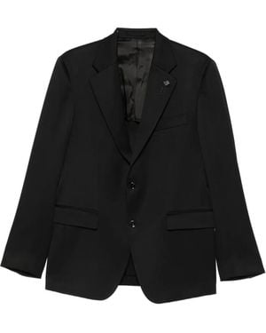 Lardini Single-Breasted Notched-Lapels Blazer - Black