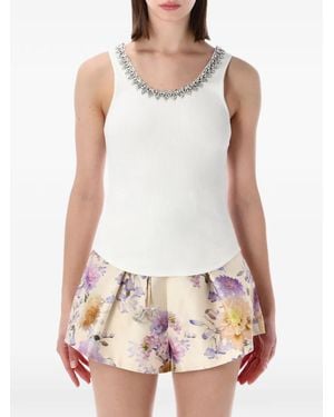 Zimmermann Embellished Sleeveless Tank Top - White