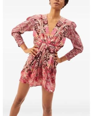 Maria Cher Besalu Rosario Printed Silk Mini Dress - Red