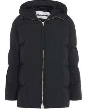 Jil Sander Abrigo Con Cremallera Y Capucha - Negro