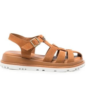 SERGIO MORETTI FIRENZE Buckle-Fastening Leather Sandals - Brown