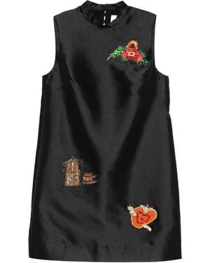 ALÉMAIS Abito Corto Smanicato Ginger - Nero