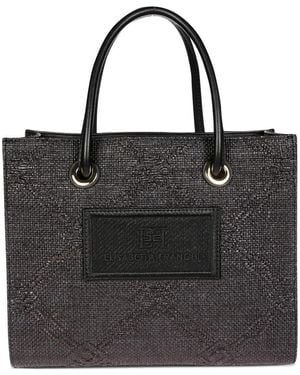 Elisabetta Franchi Small Raffia Tote Bag - Black