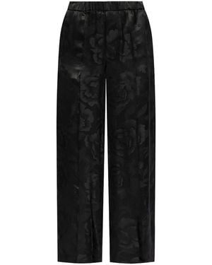 KENZO Silk-Blend Straight Trousers - Black