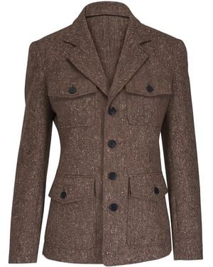 Nili Lotan Fleur Button-Up Flap-Pocket Jacket - Brown