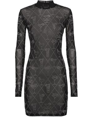 Philipp Plein Crystal-Embellished Mini Dress - Black