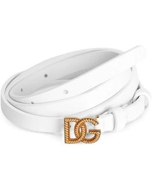 Dolce & Gabbana Calfskin Belt - White