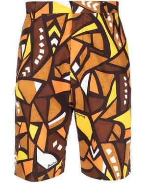 Moschino Mosaic-Print Tailored Shorts - Orange