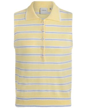 Varley Rue Striped Polo Top - Yellow