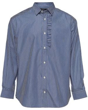 Comme des Garçons Striped ruffle-detail shirt - Azul