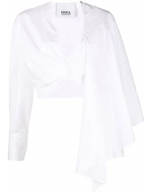Erika Cavallini Semi Couture Ruched Cropped Top - White