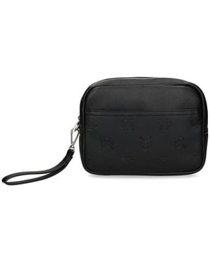 Calvin Klein Logo-Debossed Clutch Bag - Black