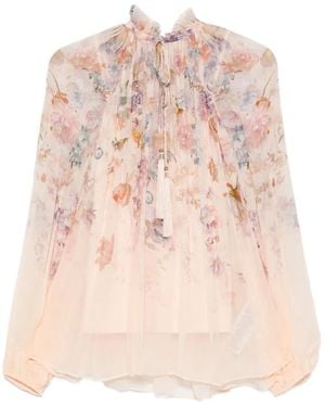 Zimmermann Valiant Printed Blouse - Pink