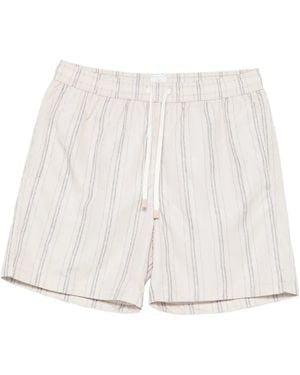 Eleventy Striped-Pattern Swim Shorts - White