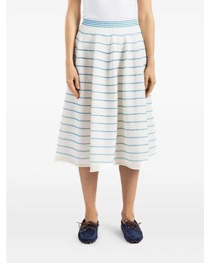 Bielo Wavy-Stripe Knit Midi Skirt - Blue