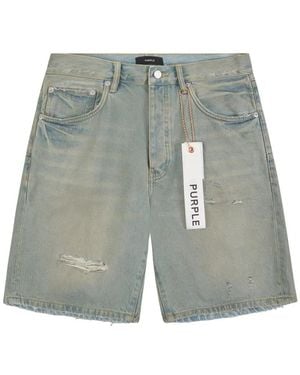 Purple Brand Distressed Denim Shorts - Grey