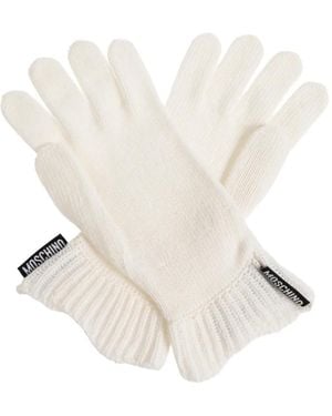 Moschino Guantes Con Parche Del Logo - Blanco