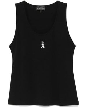Emporio Armani Logo-Print Tank Top - Black
