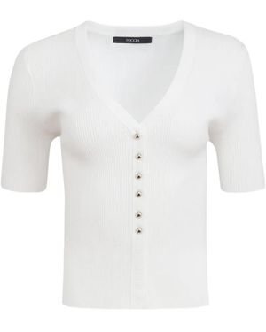 Toccin Charity Button-Down V-Neck Short-Sleeve Top - White