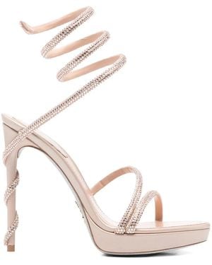 Rene Caovilla Margot Plataform Heeled Sandals - Natural