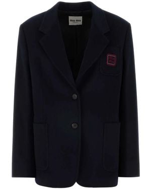 Miu Miu Wool-Blend Blazer - Black
