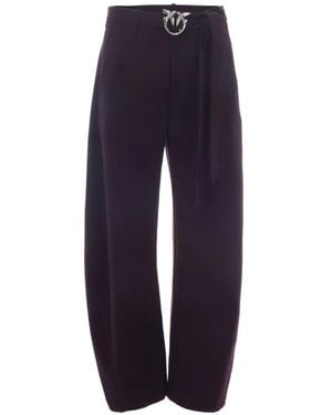 Pinko Love Birds Buckled-Belt Pants - Blue