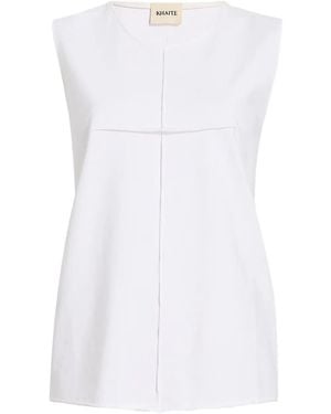 KHAITE Allo Crew-Neck Sleeveless Vest - White