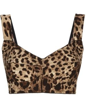 Dolce & Gabbana Leopard-Print Bustier Top - Brown