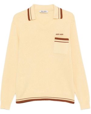 Miu Miu Polo-Collar Jumper - Natural