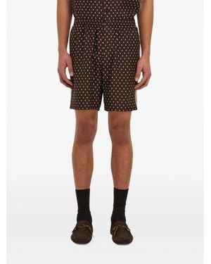 Ferragamo Diamond-Print Side-Stripe Shorts - Brown