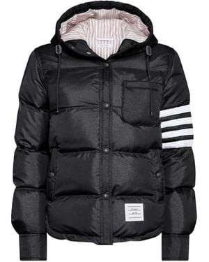 Thom Browne Shiny Ripstop Lightweight Down Filled 4-Bar Jacket - Black