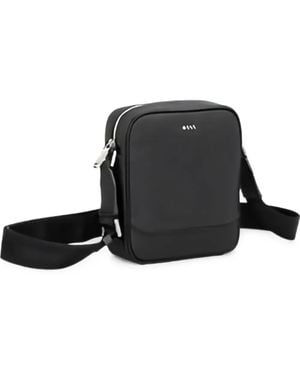 BOSS Logo-Plaque Messenger Bag - Black