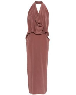 Alysi Draped Halterneck Dress - Red