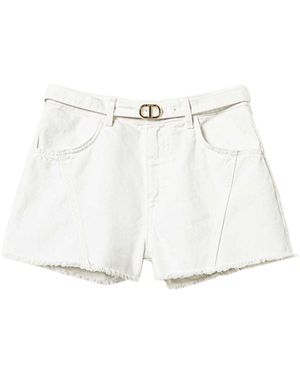 Twin Set Oval T Denim Shorts - White