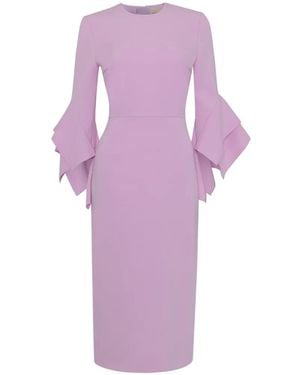 ROKSANDA Ronda Tiered-Sleeve Midi Dress - Purple