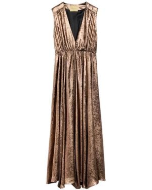 Momoní Ysla Laminated Sleeveless Maxi Dress - Natural