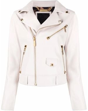 Philipp Plein Studded Biker Jacket - Natural