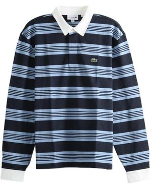 Lacoste Striped Long-Sleeve Polo Shirt - Blue