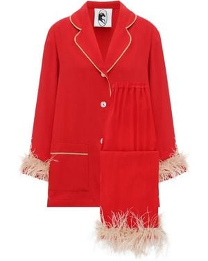 Sleeper Detachable-Feathers Pajama Set - Red